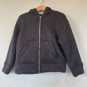 Old Navy Black Fleece Zip Hoodie Jacket Plush Lined Sweater Feel Size 4/5 Boy